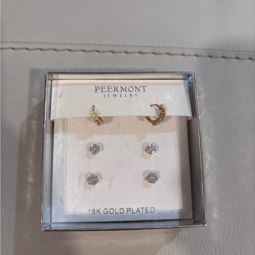 18K Gold Plated Multi-Color Hoop and Stud Earring Set